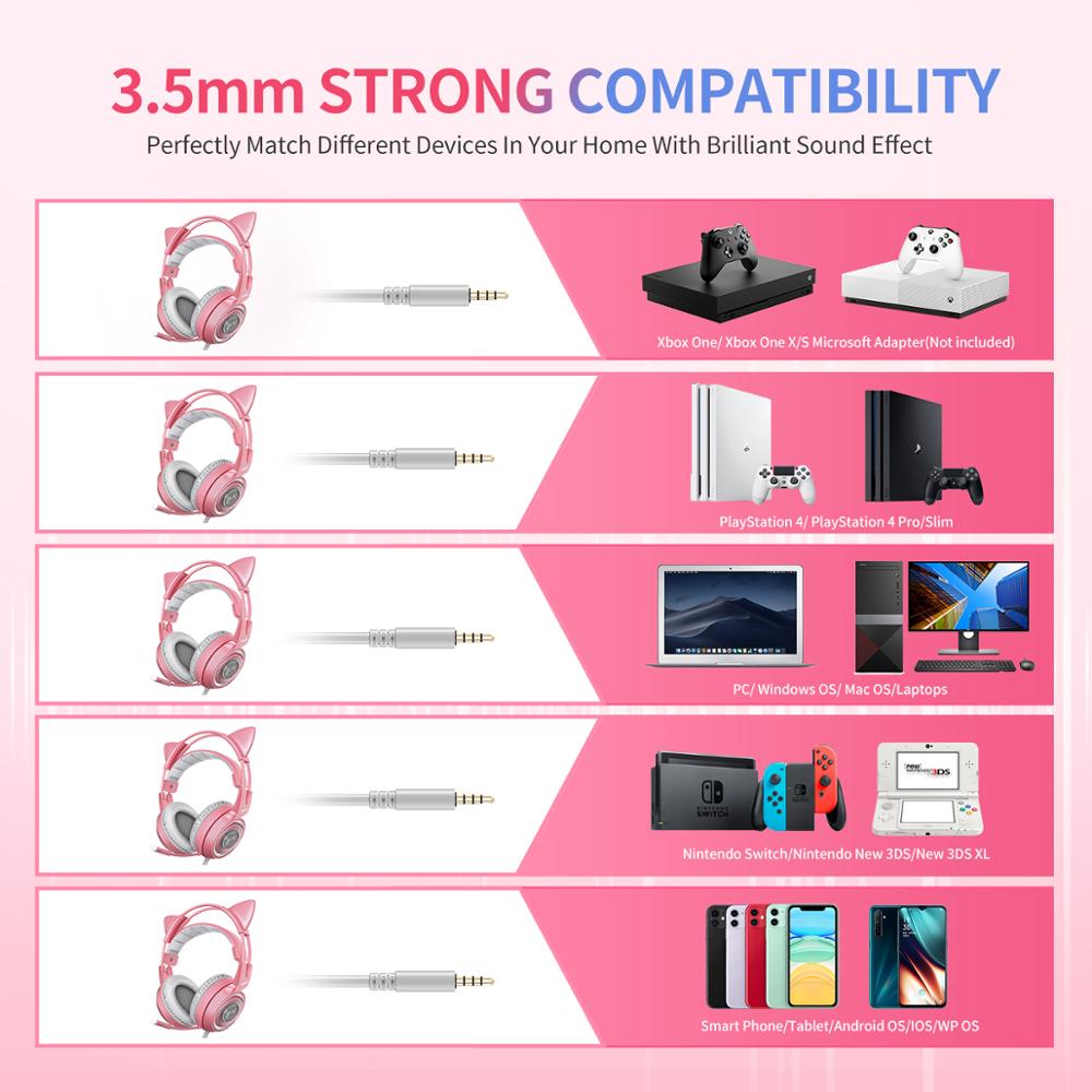 Girl Cat Ear Gaming Headphones